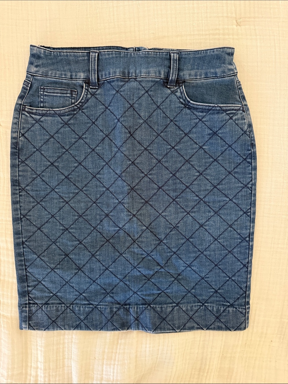 NWOT J. Crew Quilted Denim Pencil Skirt - Blue